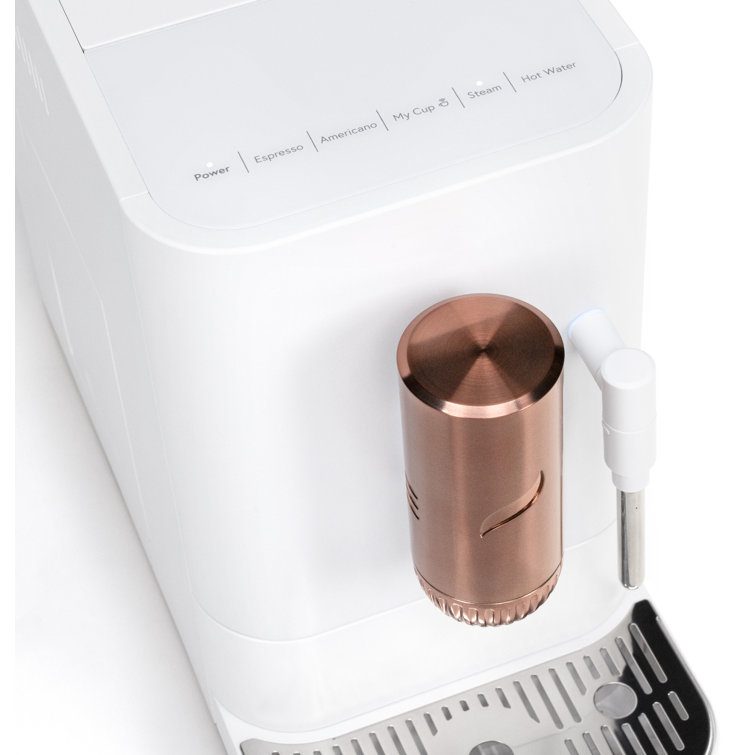 Matte White Stainless Steel Automatic Espresso Machine with Grinder and Frother