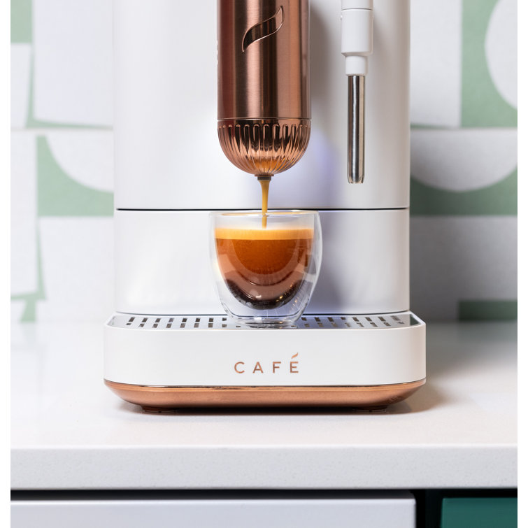 Matte White Stainless Steel Automatic Espresso Machine with Grinder and Frother