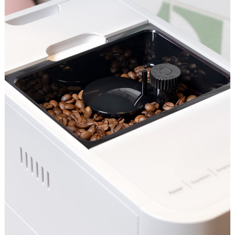 Matte White Stainless Steel Automatic Espresso Machine with Grinder and Frother