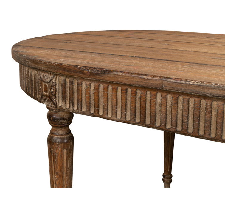 Brown Oval Extendable Wood Dining Table
