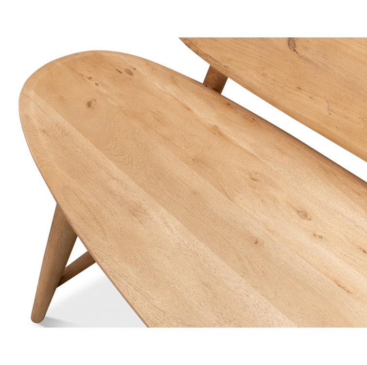 Pebble-Inspired Solid Acacia Wood 73'' Dining Bench in Moleskin Brown