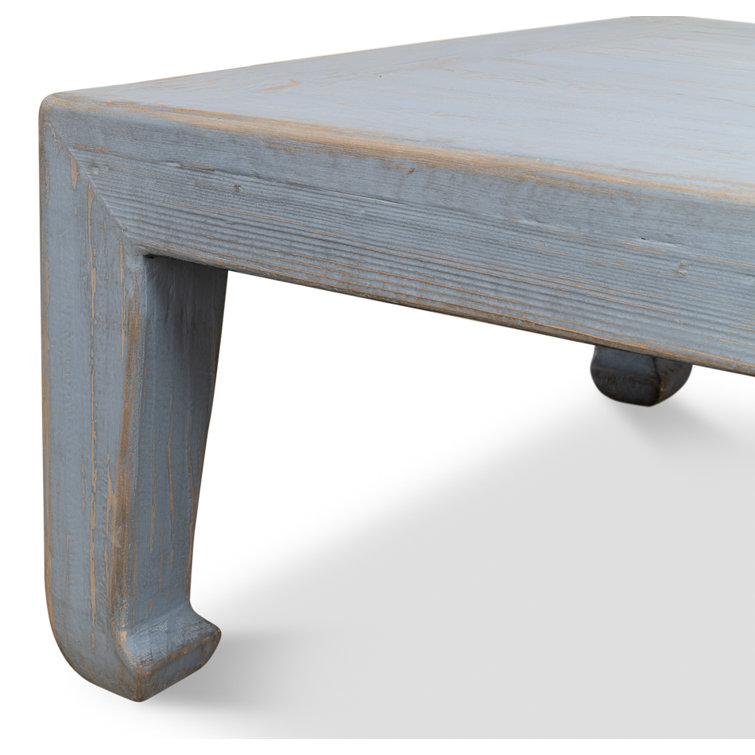 Blue Solid Pine Wood Square Coffee Table