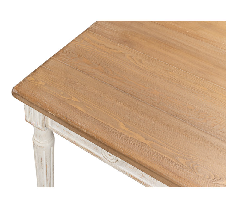 French Country Farmhouse Pine 63'' White Dining Table