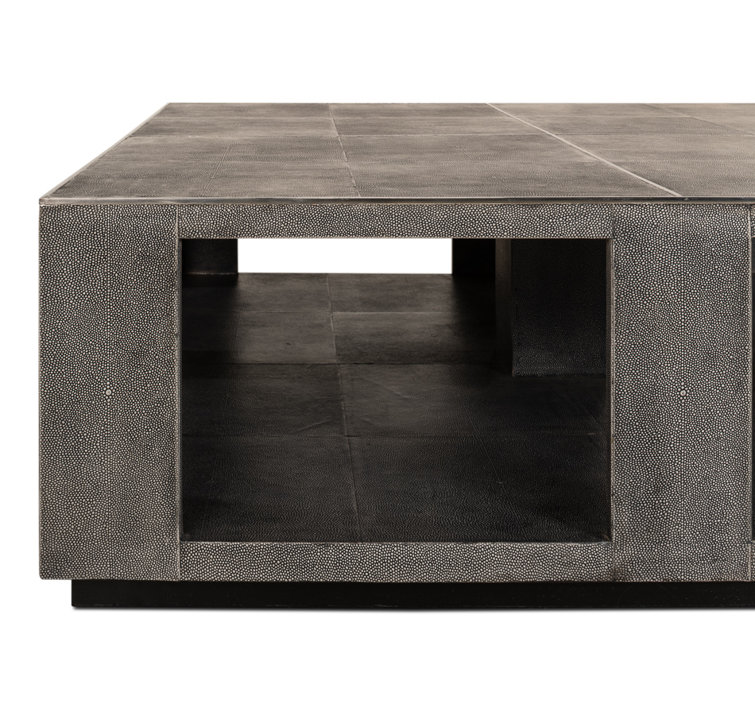 Black Square Wood Coffee Table with Stainless Steel Accents