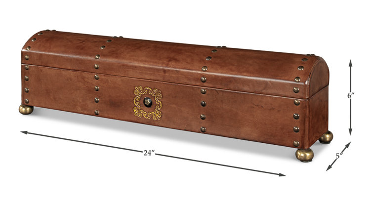 Traditional Embossed Leather-Wrapped Wooden Storage Box
