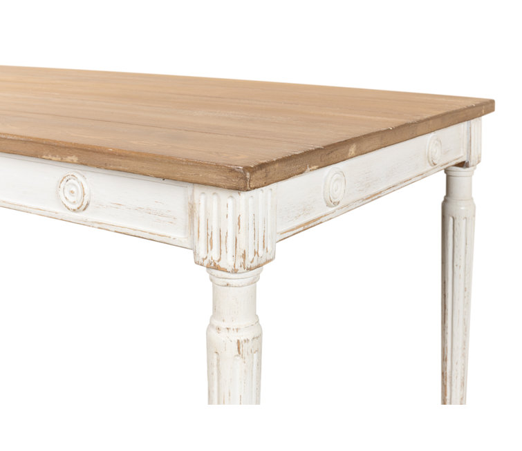 French Country Farmhouse Pine 63'' White Dining Table