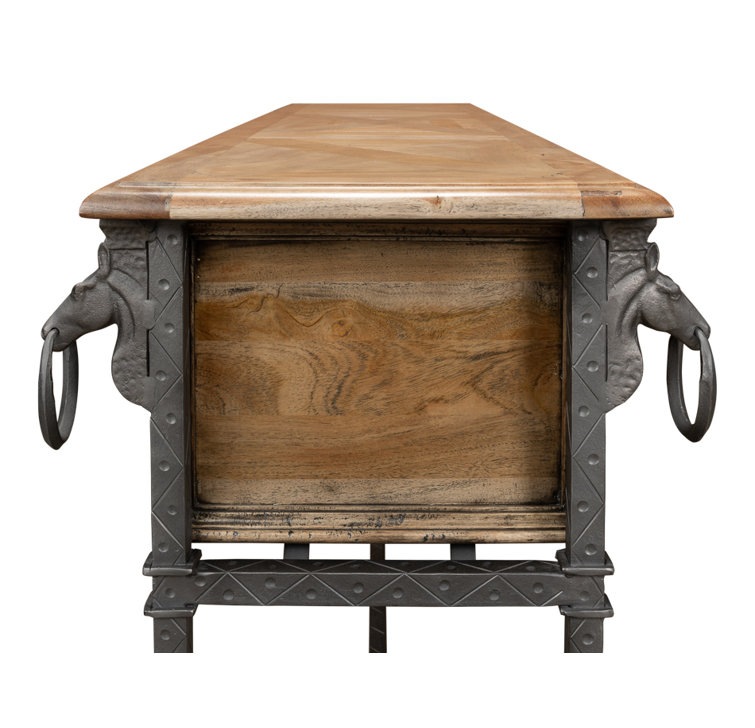 Desert Bleached Brown Acacia Wood and Iron Console Table