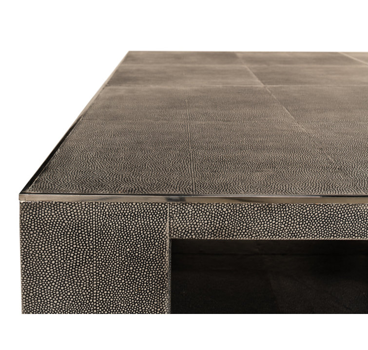 Black Square Wood Coffee Table with Stainless Steel Accents