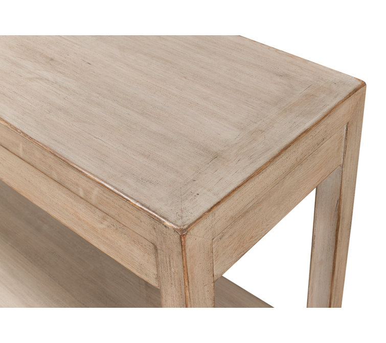 Anton Transitional Brown Pine Wood Console Table with Storage