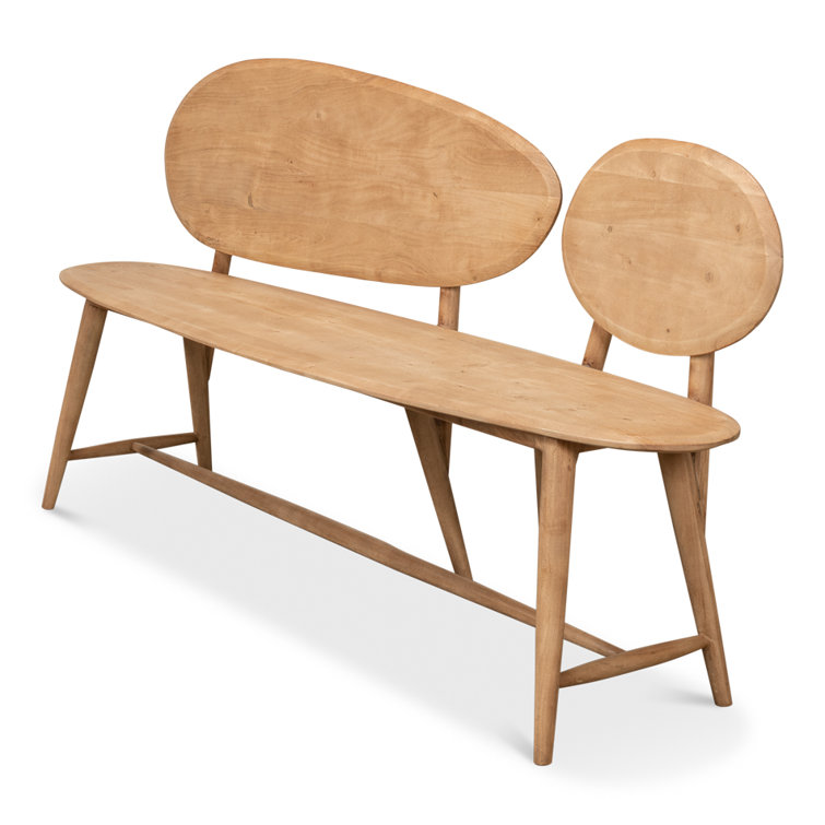 Pebble-Inspired Solid Acacia Wood 73'' Dining Bench in Moleskin Brown