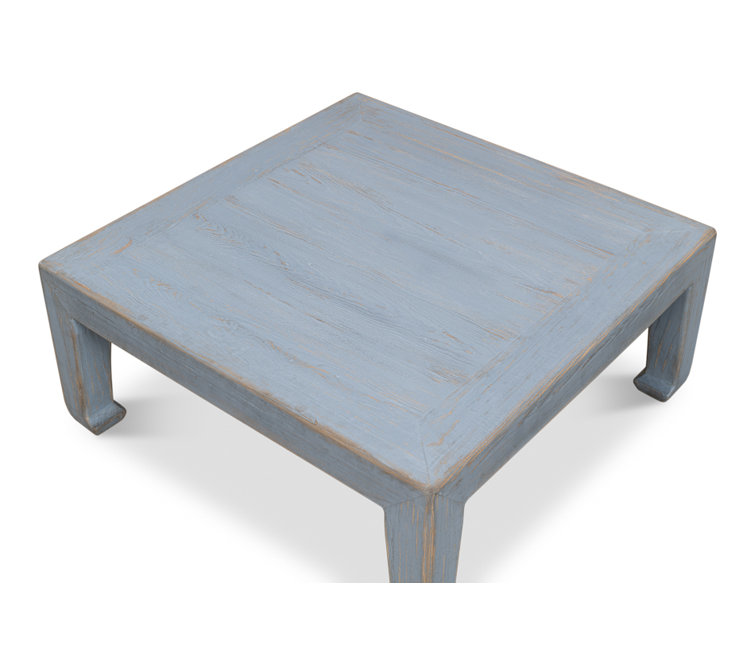 Blue Solid Pine Wood Square Coffee Table