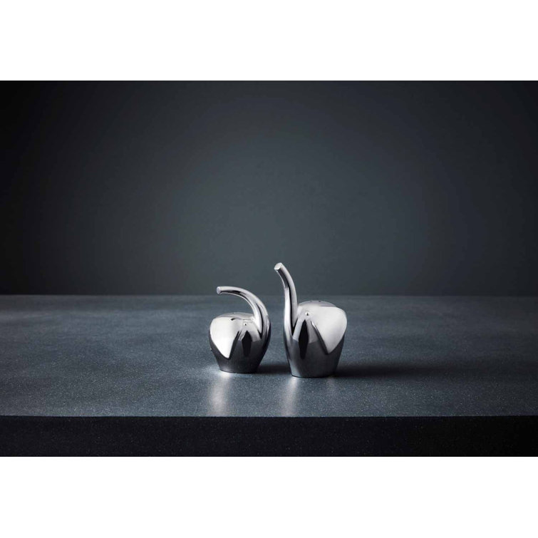 Silver Elephant Shaped Metal Salt and Pepper Shakers