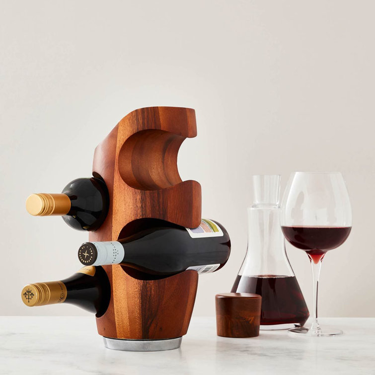 Elegant Medium Wood and Alloy 4-Bottle Wine Rack