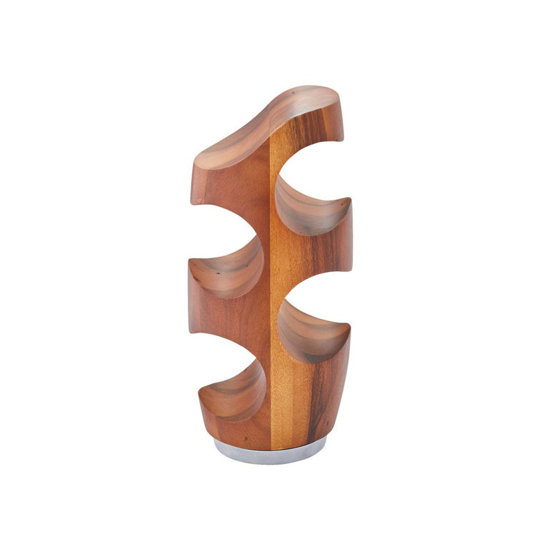 Elegant Medium Wood and Alloy 4-Bottle Wine Rack