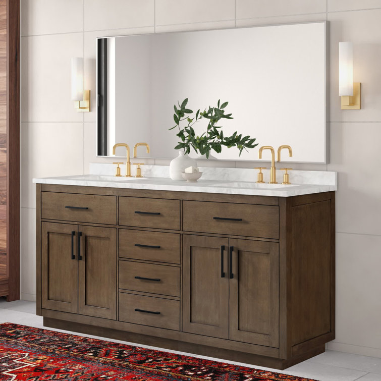 Athea 72" Almond Latte Freestanding Double Sink Bathroom Vanity