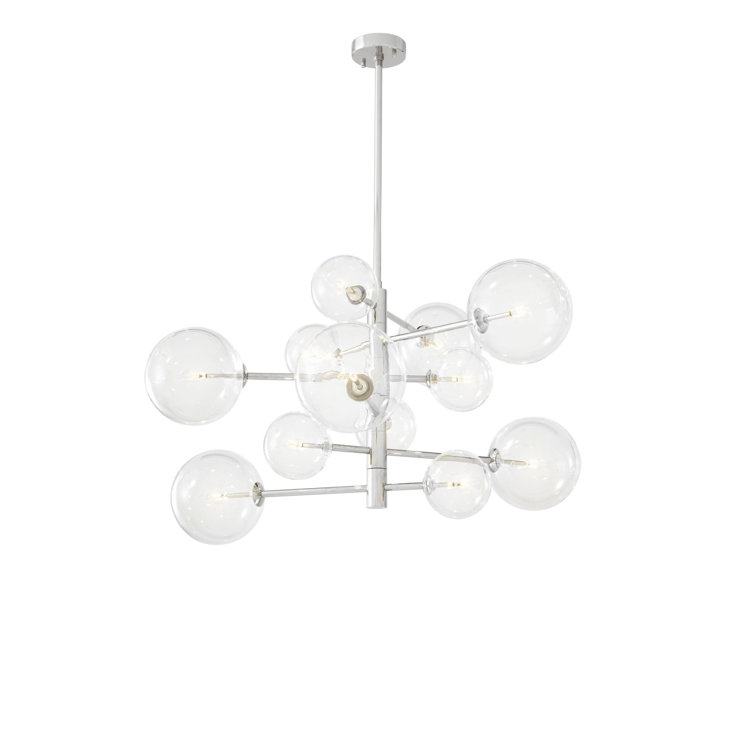 Argento 97" Nickel Finish Asymmetrical 12-Light Sputnik Chandelier