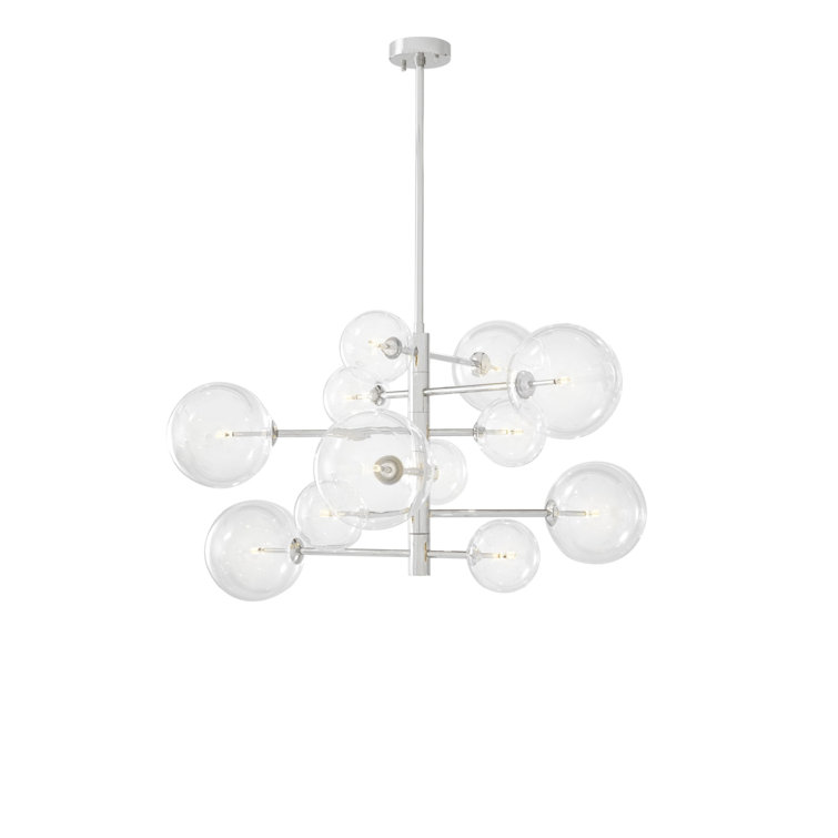 Argento 97" Nickel Finish Asymmetrical 12-Light Sputnik Chandelier