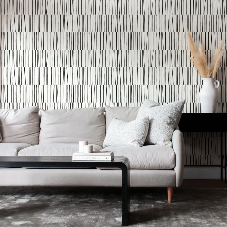 Modern Black and White Abstract Peel and Stick Wallpaper
