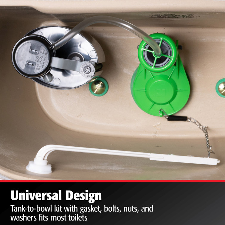 Universal Gray and Green Toilet Tank Repair Kit with Hardware