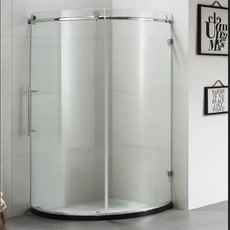 40'' W x 79'' H Frameless Sliding Clear Glass Shower Door with Chrome Finish