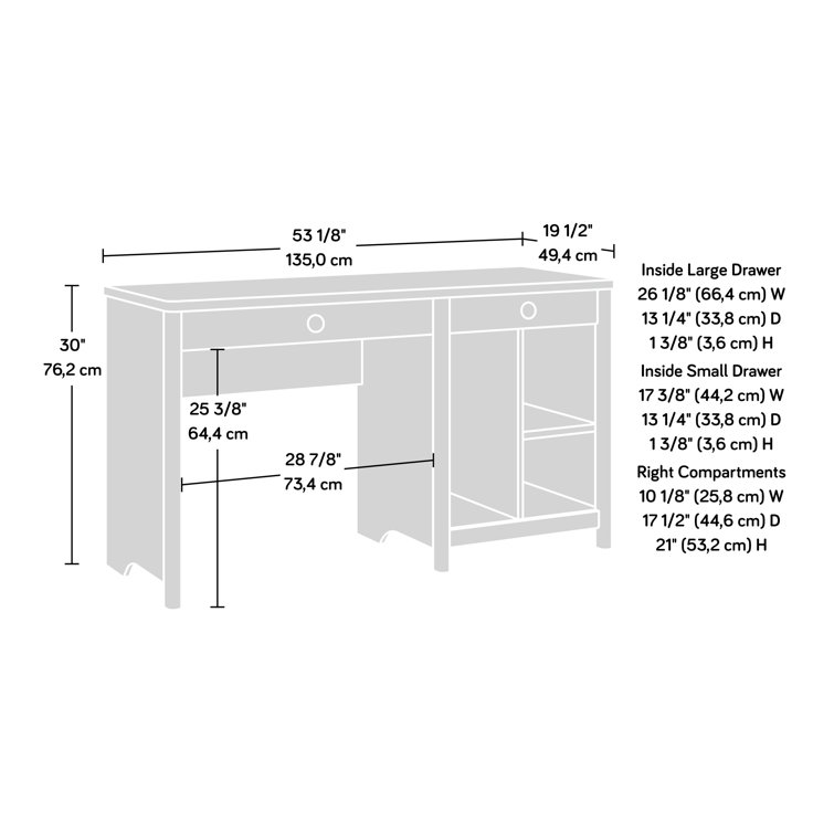 Timber Oak Computer Desk with Drawers and Shelves