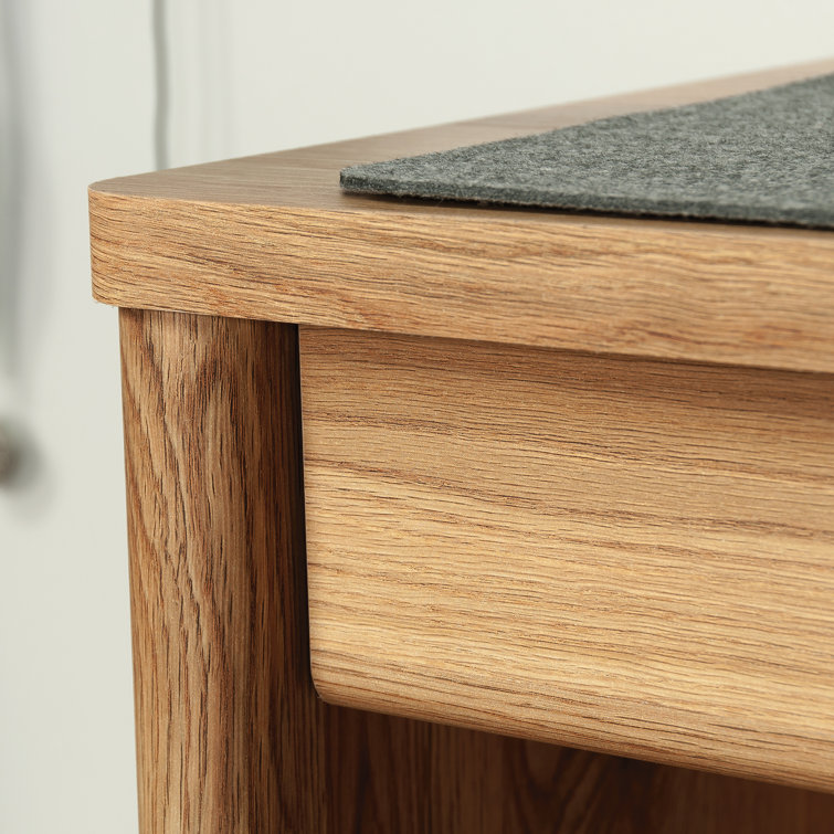 Timber Oak Computer Desk with Drawers and Shelves