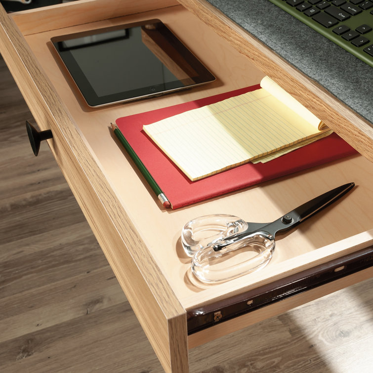Timber Oak Computer Desk with Drawers and Shelves