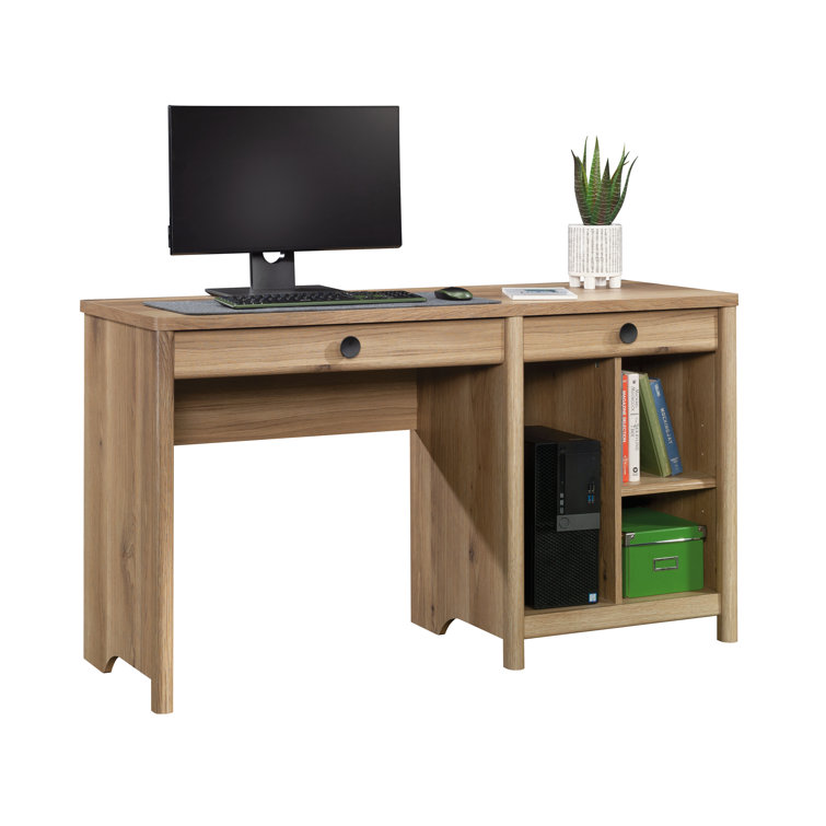 Timber Oak Computer Desk with Drawers and Shelves