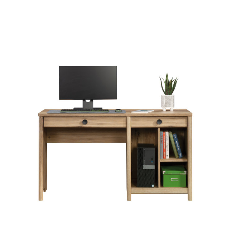 Timber Oak Computer Desk with Drawers and Shelves