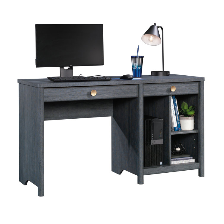 Denim Oak Computer Desk with Drawers and Shelves