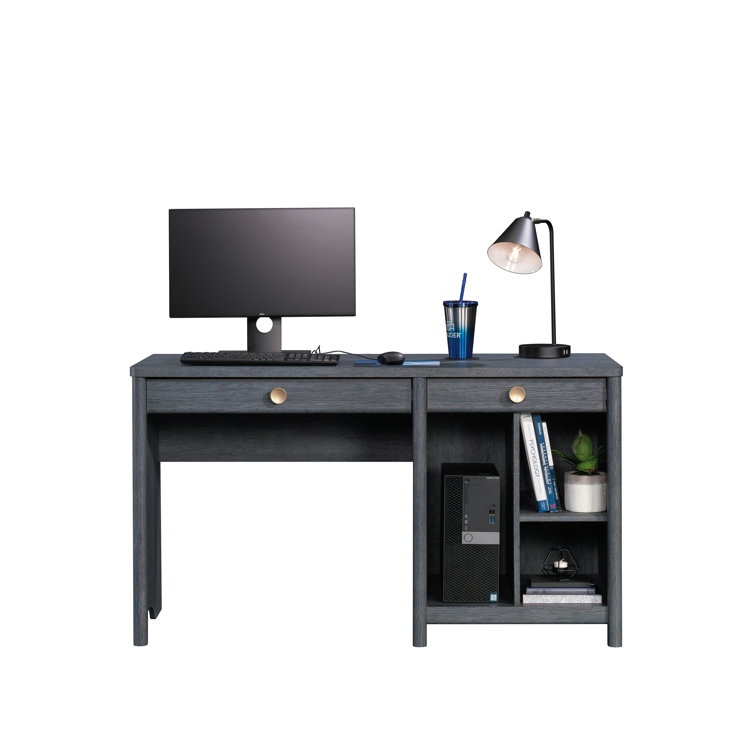 Denim Oak Computer Desk with Drawers and Shelves