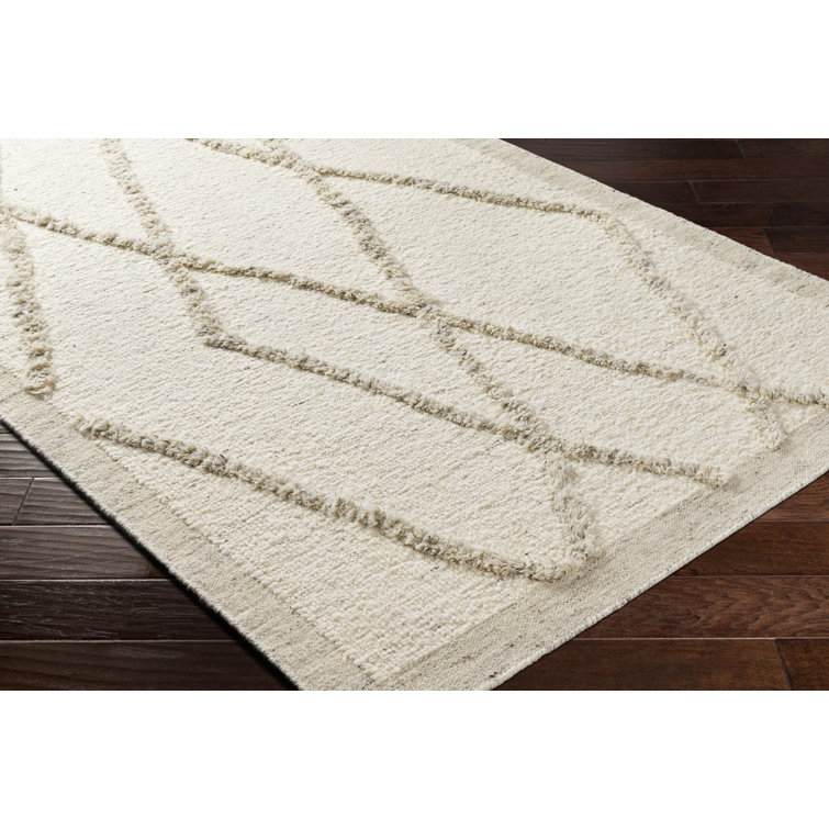 Gray Hand-Knotted Wool Geometric 8' x 10' Rug