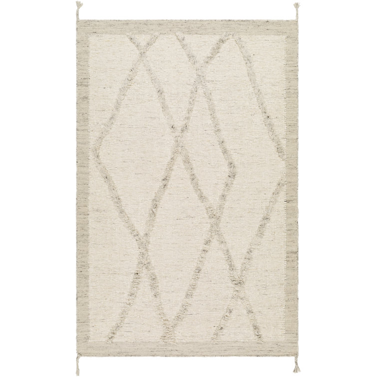 Gray Hand-Knotted Wool Geometric 8' x 10' Rug