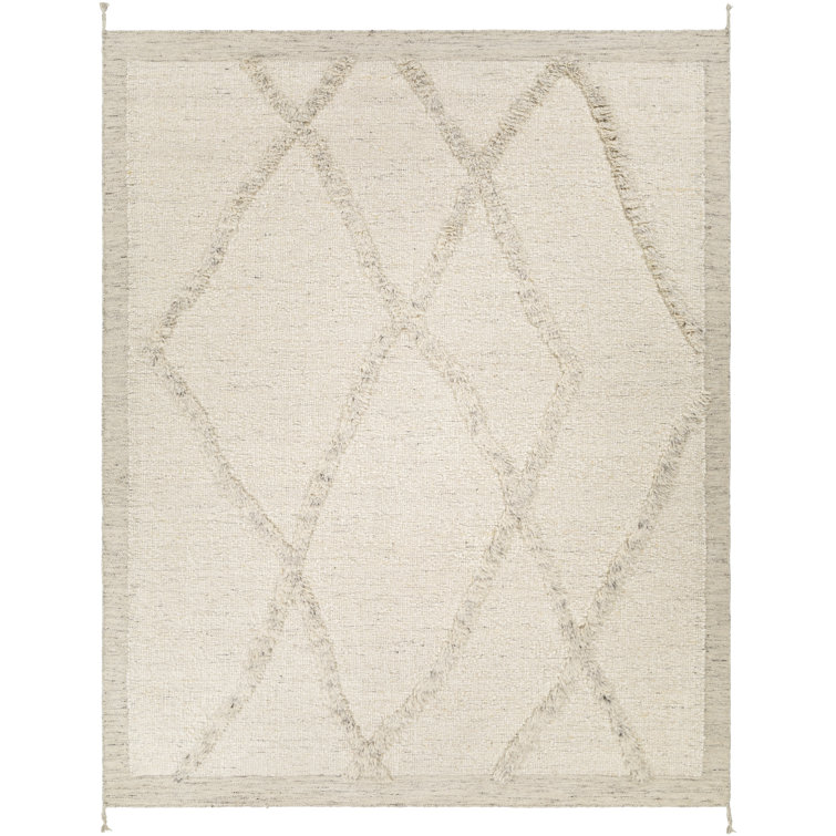 Gray Hand-Knotted Wool Geometric 8' x 10' Rug