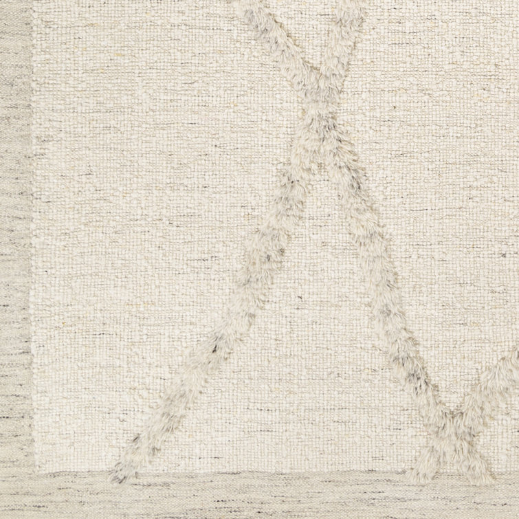 Gray Hand-Knotted Wool Geometric 8' x 10' Rug