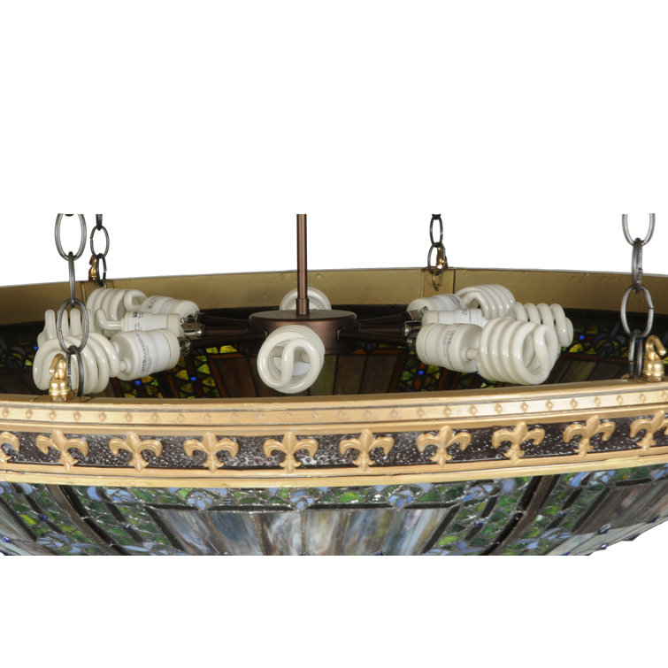 Meyda 8-Light Fleur-de-Lis Bronze & Glass LED Flush Mount