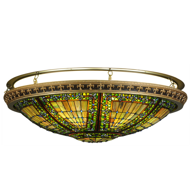 Meyda 8-Light Fleur-de-Lis Bronze & Glass LED Flush Mount