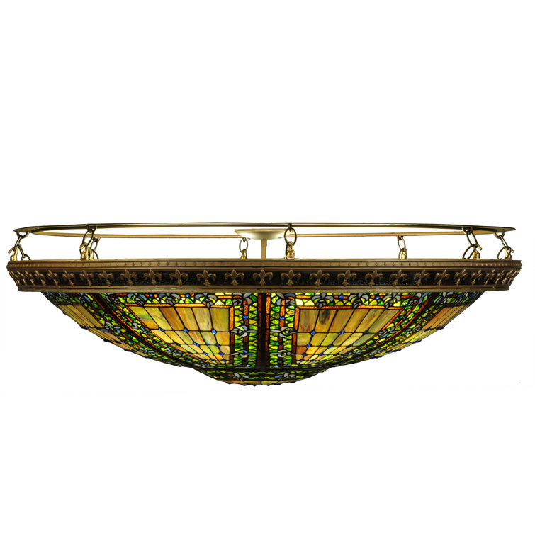Meyda 8-Light Fleur-de-Lis Bronze & Glass LED Flush Mount