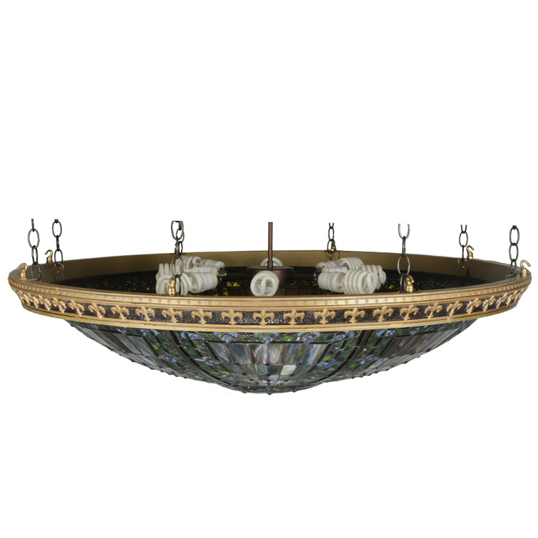 Meyda 8-Light Fleur-de-Lis Bronze & Glass LED Flush Mount