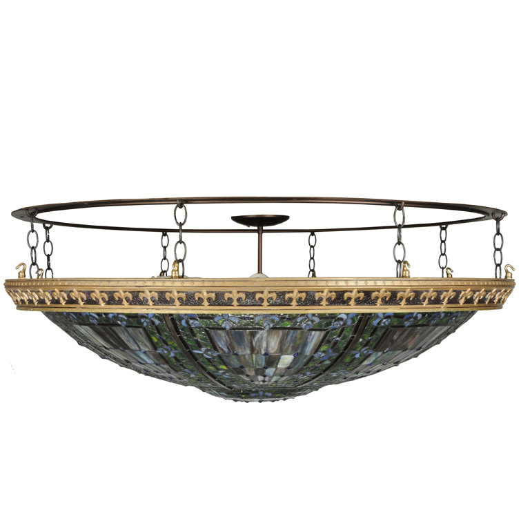 Meyda 8-Light Fleur-de-Lis Bronze & Glass LED Flush Mount