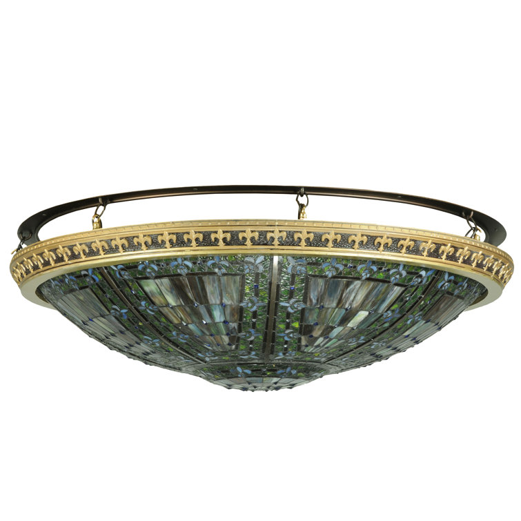 Meyda 8-Light Fleur-de-Lis Bronze & Glass LED Flush Mount