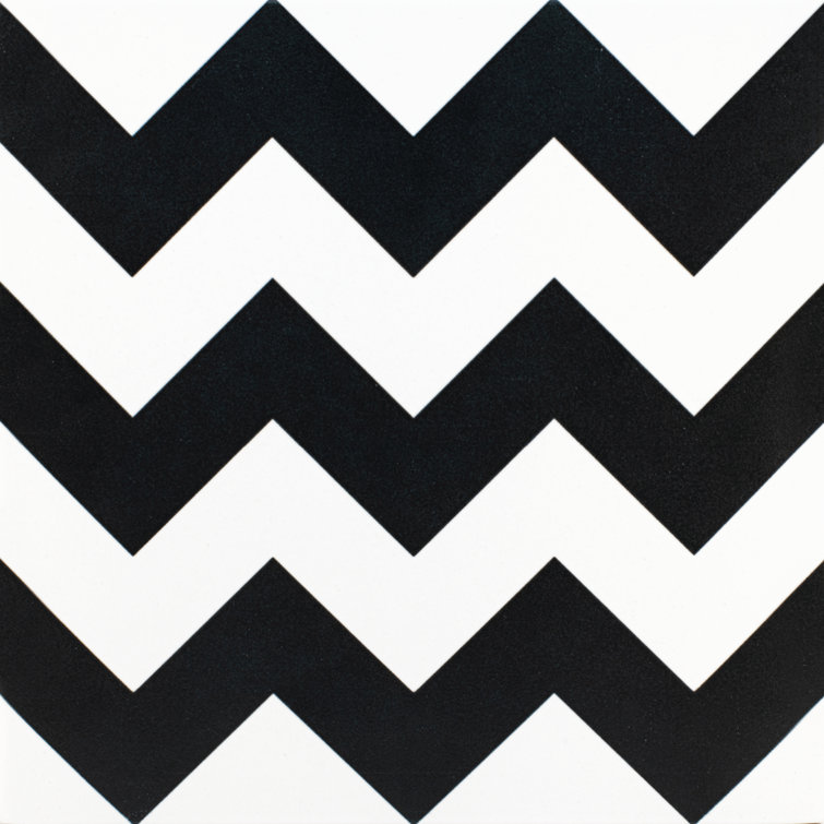 Casablanca 8" x 8" Matte Black and White Ceramic Tile