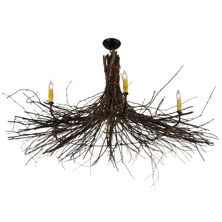 Rustic Mahogany Bronze 6-Light Twig Chandelier