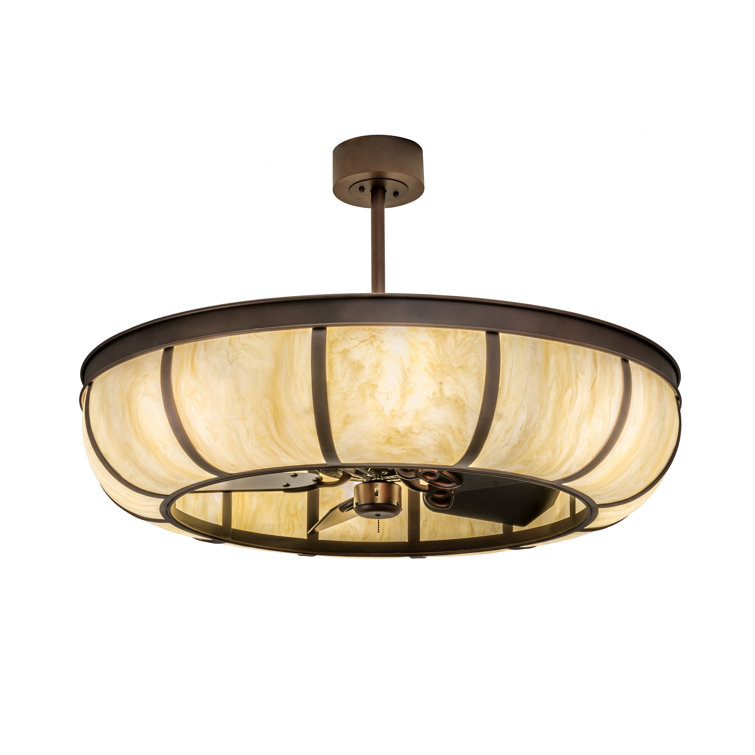 Meyda Mahogany Bronze 8-Light Drum Chandelier with Fan