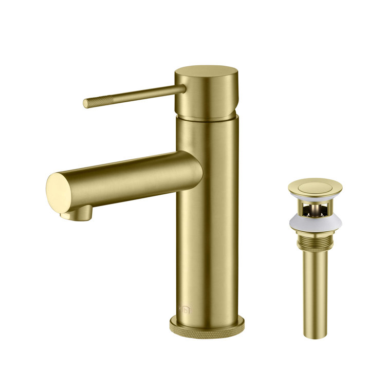Elegant Brushed Gold Solid Brass Single-Handle Bathroom Faucet
