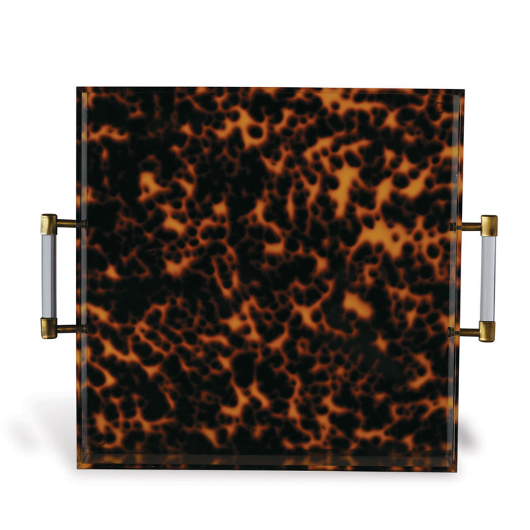 Brushed Brass & Tortoiseshell Acrylic 18"x15" Decorative Tray