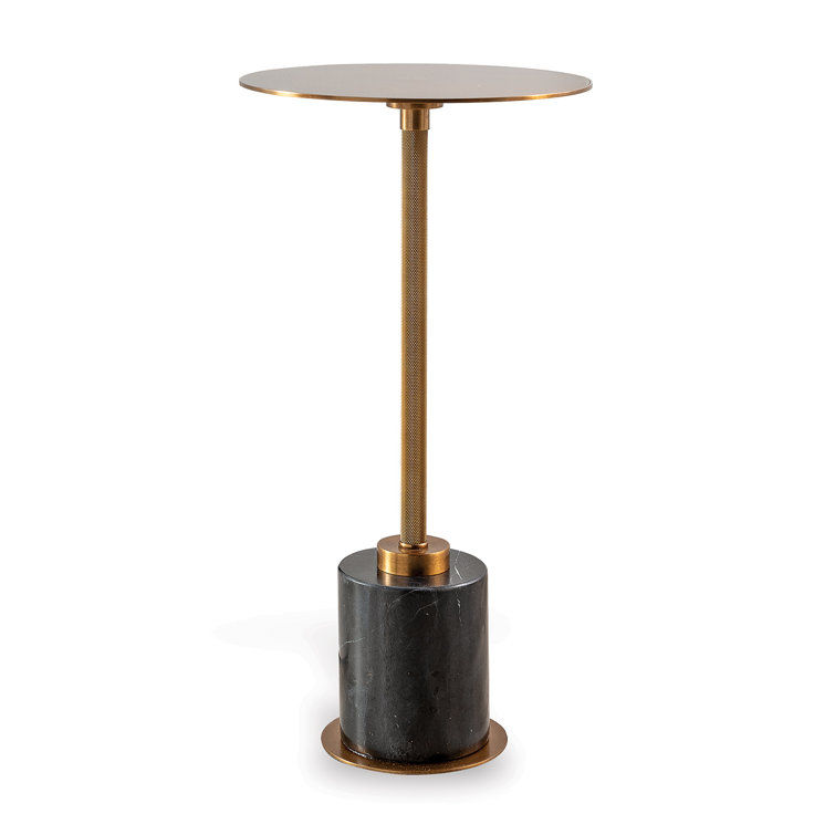 Aged Brass Round Steel Pedestal End Table