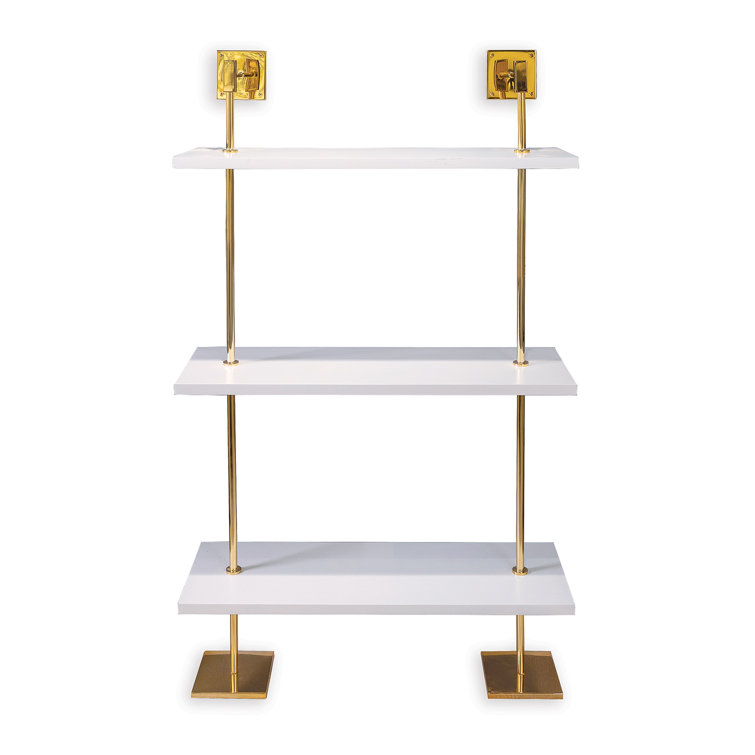 Marais Medium White and Gold 3-Tier Floating Bookcase