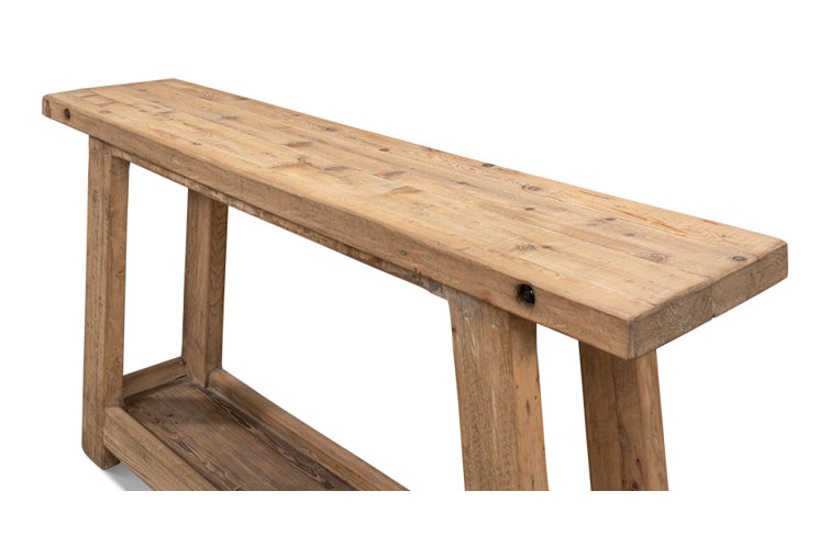 Rustic Brown Reclaimed Wood Rectangular Console Table