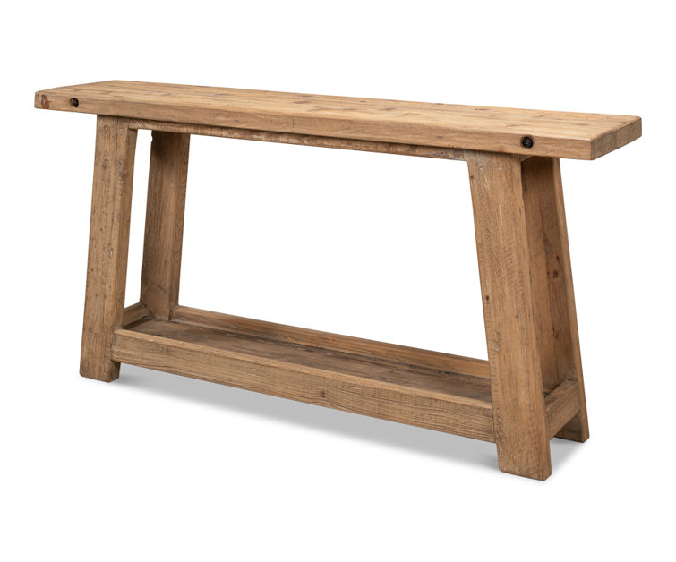 Rustic Brown Reclaimed Wood Rectangular Console Table